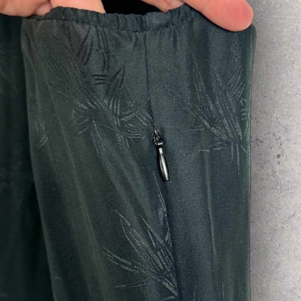 Vintage Citron 100% Silk Black Maxi Dress Fish Embroidery Size Small Side Zipper - Picture 5 of 14